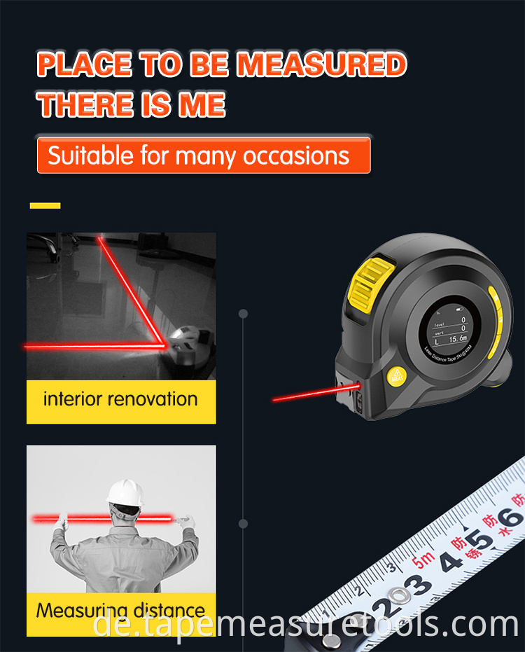 3 in 1 Multifunktions-Laser-Distanz-Maßband 40M Laser-Distanz 5m-Maßband mit LCD-Display